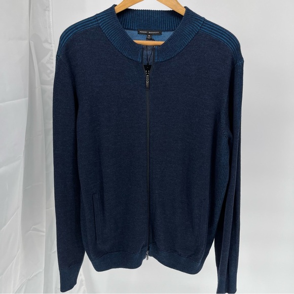 Robert Barakett Mens NEW 100% Merino Wool Cardigan Size XL Full Zip - Picture 1 of 13